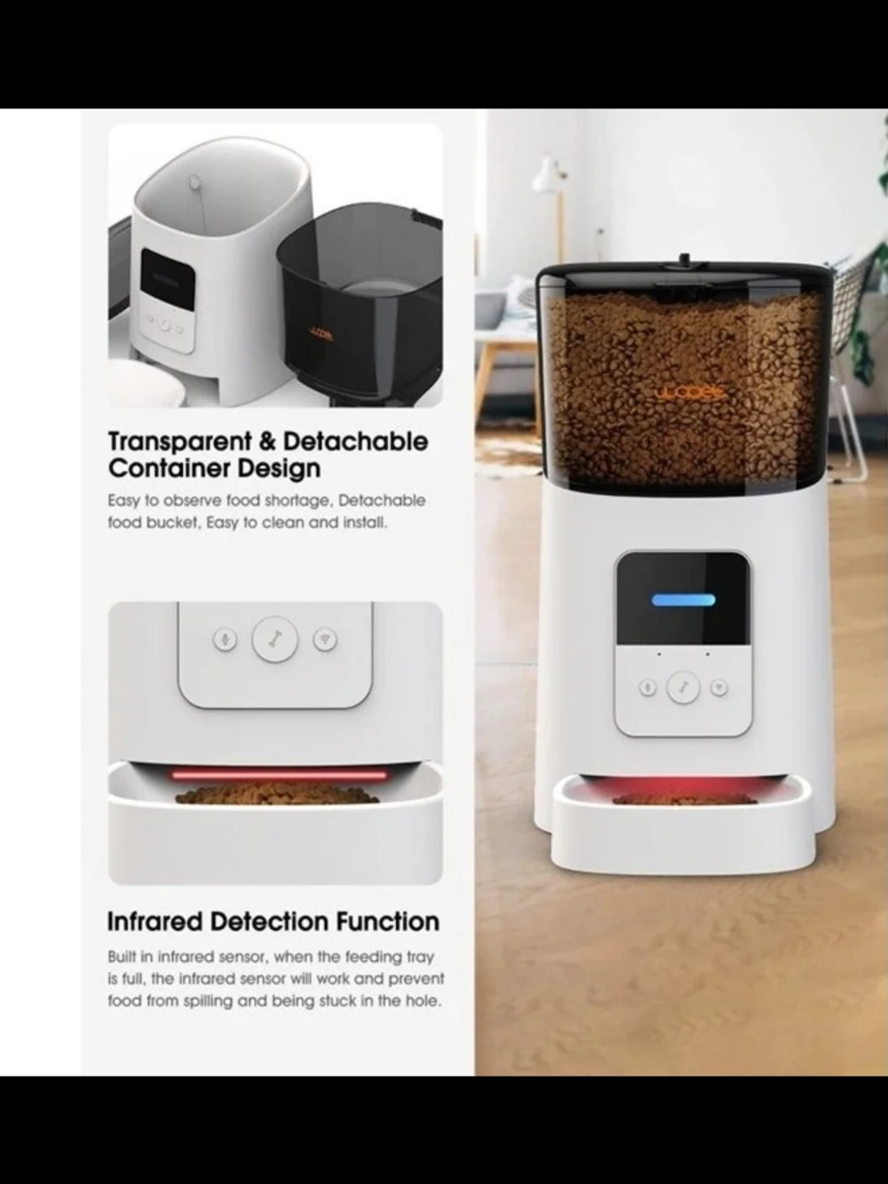 WOPET 6L Automatic Food Dispenser, WiFi, Automatic Cat Feeder with APP Control
